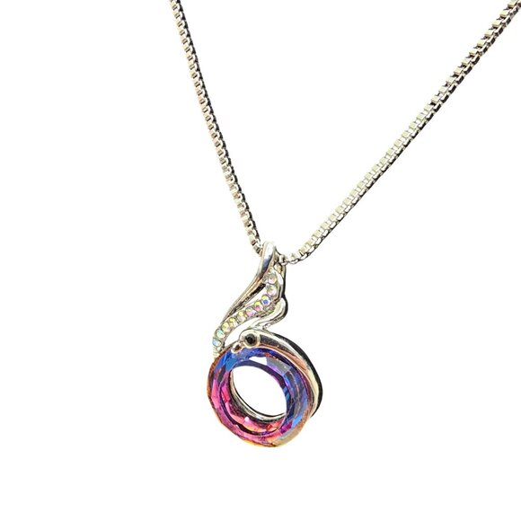 Phoenix Crystal Pendant Necklace In Silver Tone With Box Chain 18"+2" Adjustable - Picture 2 of 6